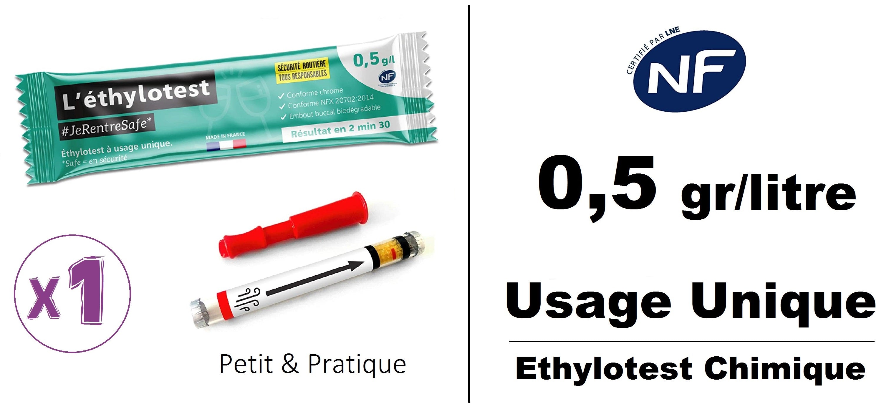 Ethylotest chimique jetable 0,5G